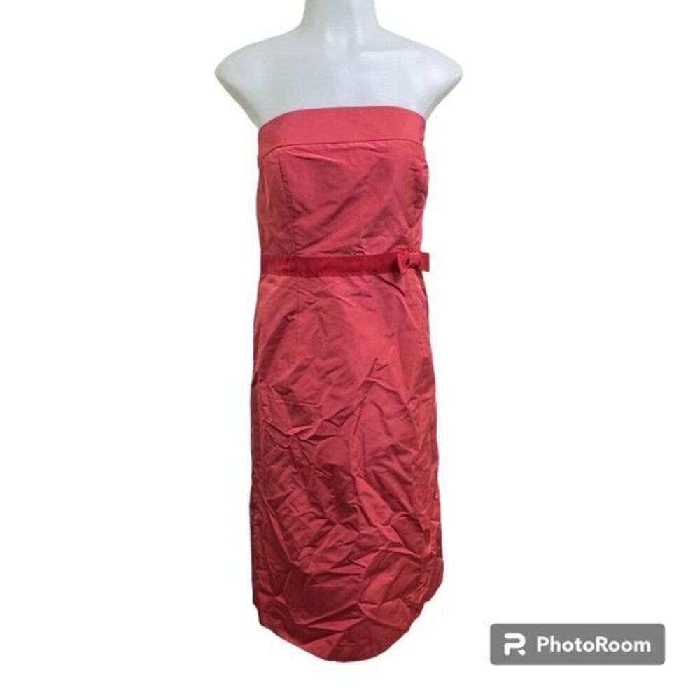 Vintage J.CREW Emma Silk Faille Dress 10 Pink Orange Bow A-line Wedding
